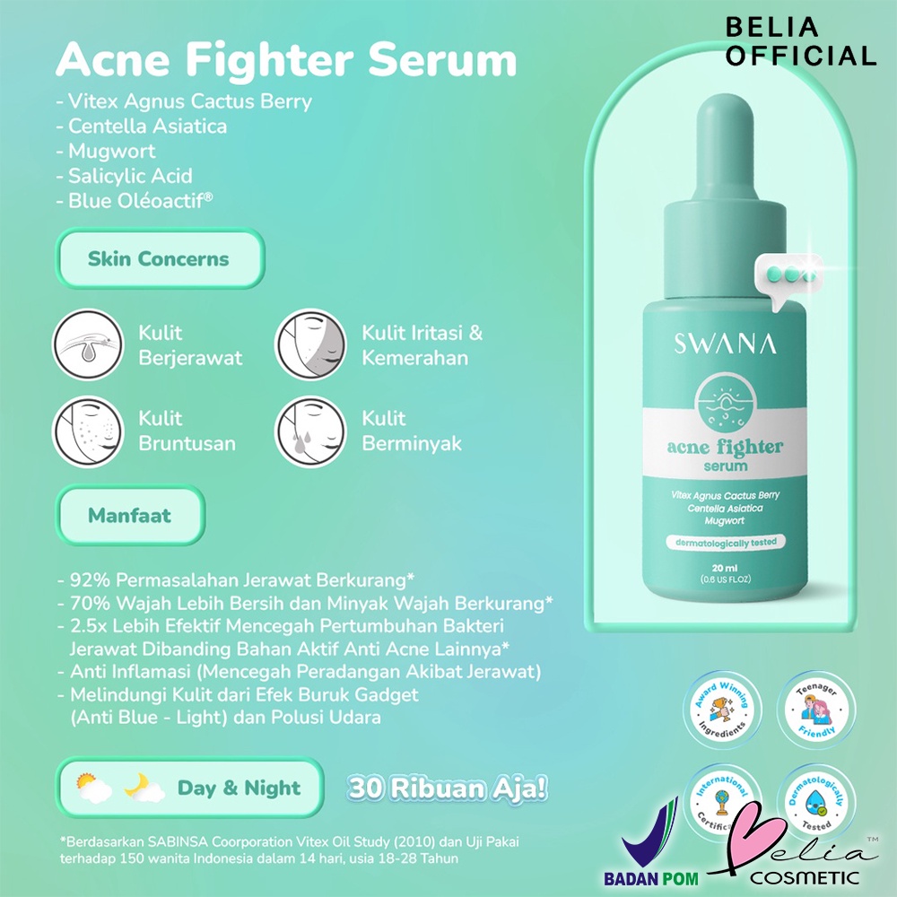 ❤ BELIA ❤ SWANA Serum Series 20ml | Whitening | Acne | Pore Minimizer | Serum | BPOM by Hanasui