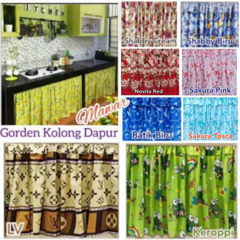  Gorden  Kolong Dapur  Hordeng Bawah  Kompor Motif Shabby 