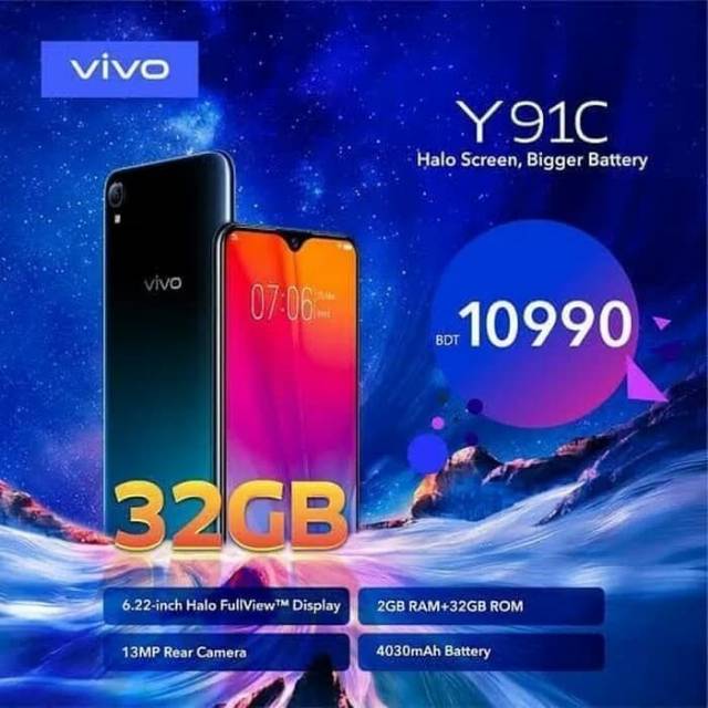 VIVO Y91C RAM 2/32 GB GARANSI RESMI VIVO INDONESIA