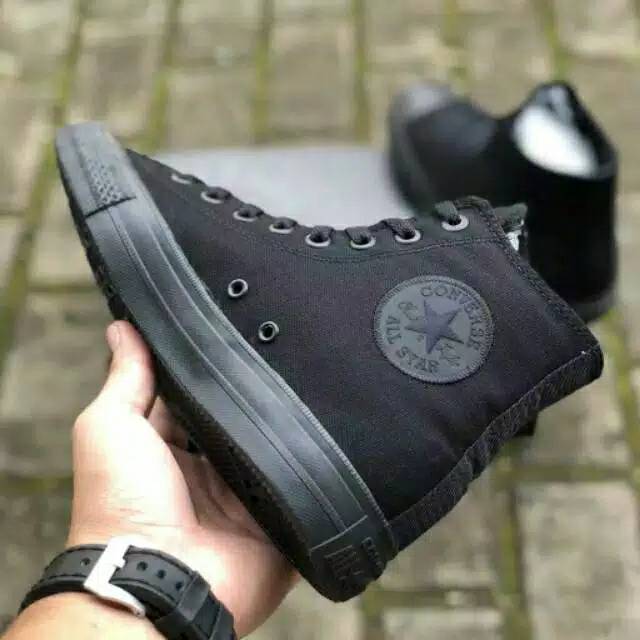 SEPATU SEKOLAH PRIA CONVERSE_ALL STAR / SEPATU SEKOLAH SANTAI KERJA KULIAH FULL BLACK