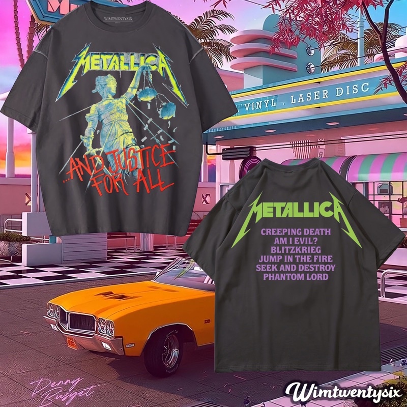 KAOS BAND METALLICA DESTROYER PHANTOM LORD TOUR VINTAGE TEE ( OVERSIZE DARK GREY T- SHIRT)