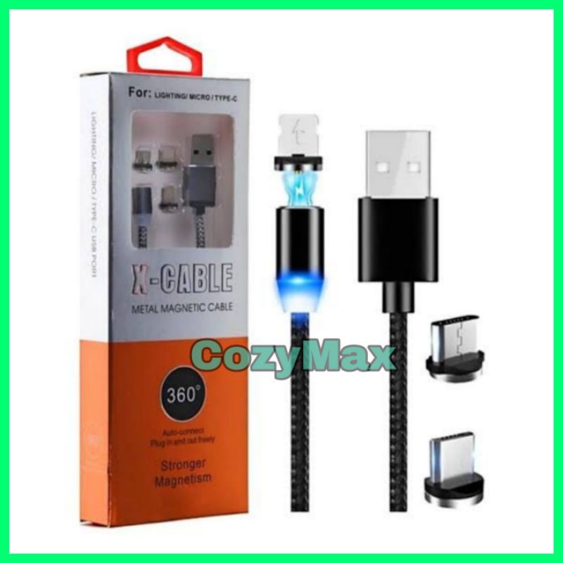 Kabel Data / Kabel Charger Magnetic 3 in 1 Type-C Micro Lightning New