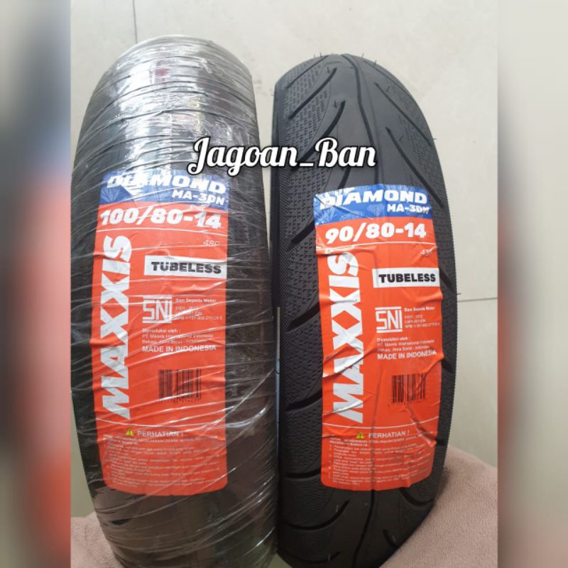 Paket Ban Maxxis Diamond 90/80 Ring 14 & 100/80 Ring 14 Tubeless