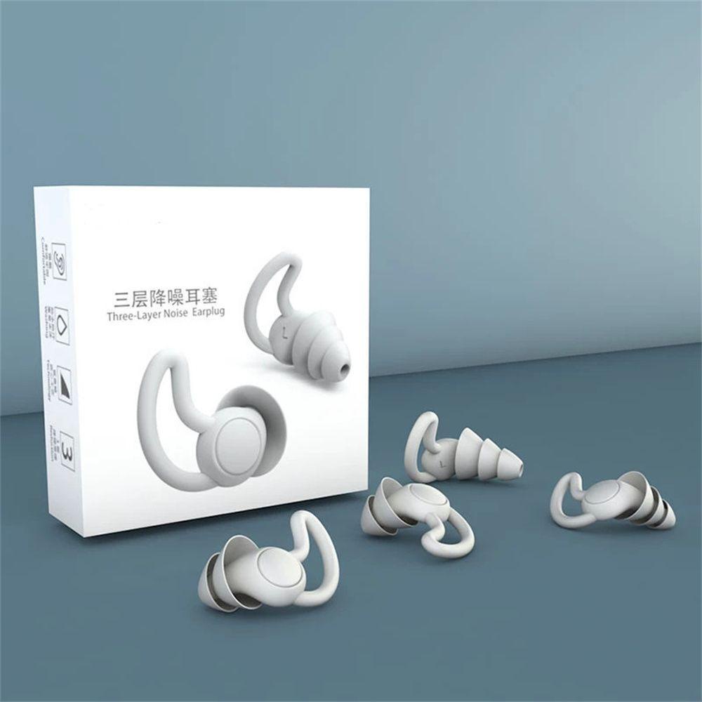 Lanfy Ear Plugs Travel Study Anti Air Noise Reduction Silikon Lembut Penyumbat Telinga Tidur