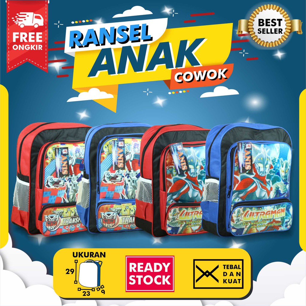 Ransel Anak Motif Cowok Cewek Gambar Kartun Tas Gendong PAUD TK SD Perempuan Laki-Laki Murah Bagus