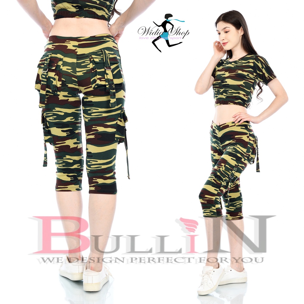 Celana senam kantong pendek army loreng