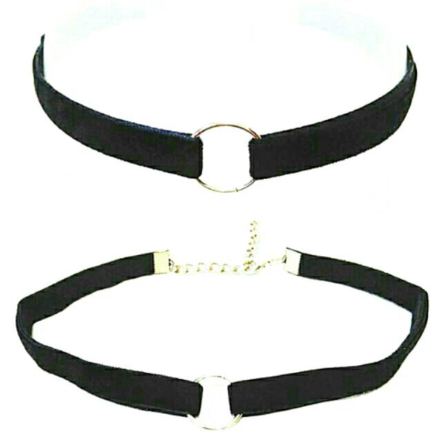 Silver O-Ring Black Velvet Choker Necklace | Kalung Handmade Premium Collection