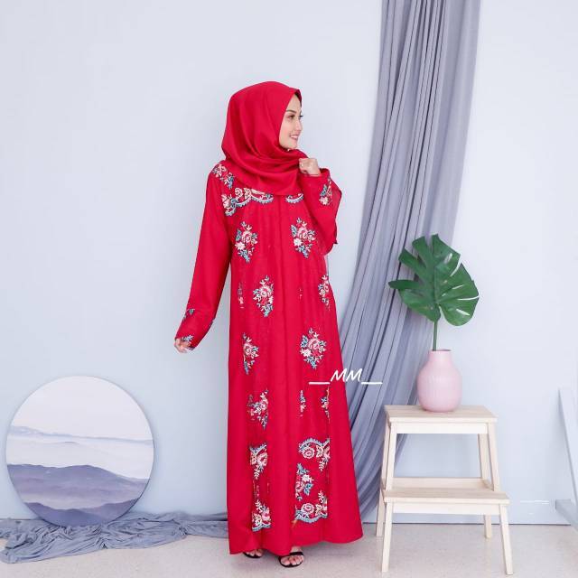 SET GAMIS SYARI PESTA NISA SABYAN TILE BORDIR BROKAT GLITTER PASHMINA HIJAB HITS ITY CREPE MURAH ORI