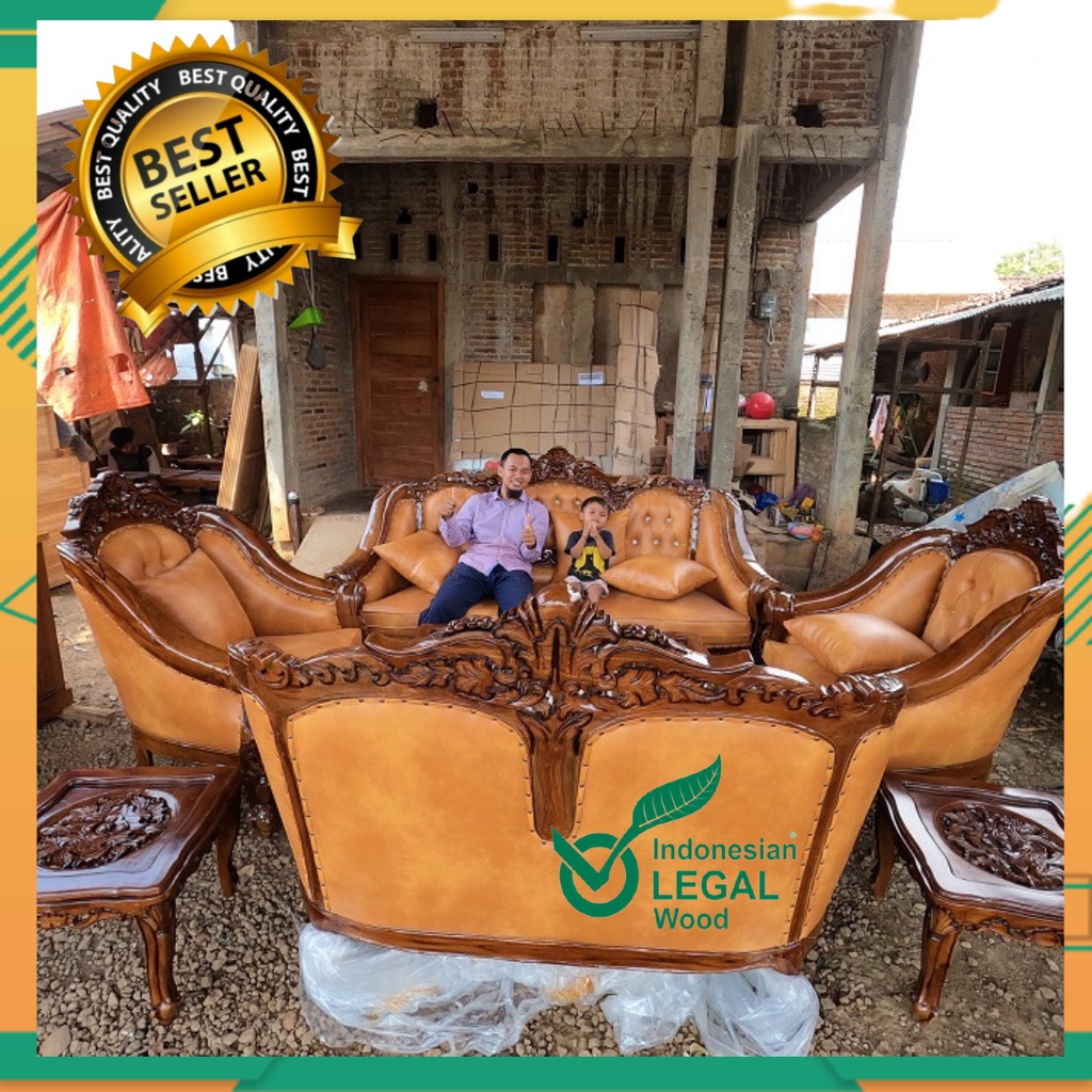 Kursi tamu ukiran jati romawi ganesa mewah ruang tamu idaman furniture jepara