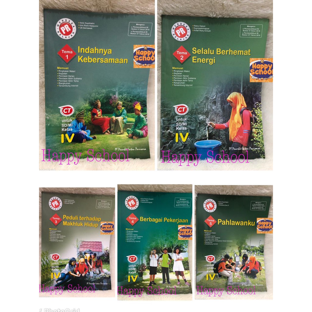 BUKU PR INTAN PARIWARA KELAS IV SD TEMA 1 - 5 + PEGANGAN GURU