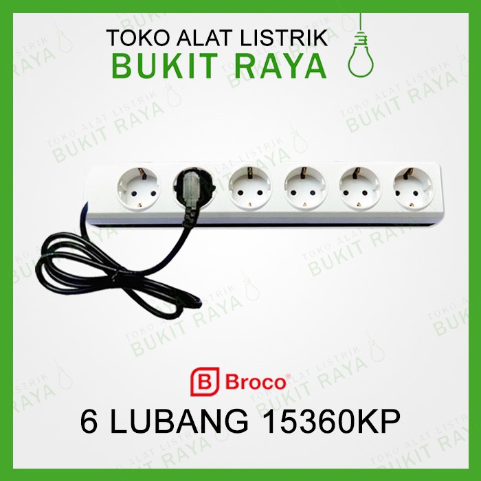 15360KP Broco Stop Kontak 6 Enam Lubang + Kabel 1,5 Meter