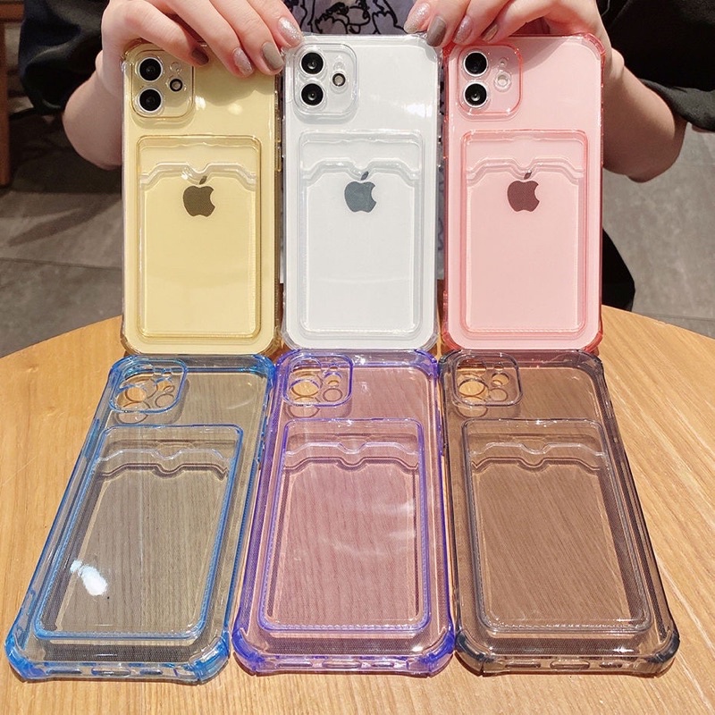 Case Kartu Clear Card Holder Wallet Softcase iPhone 13 11 12 Pro Max 7 8 Plus X XR XS MAX Casing