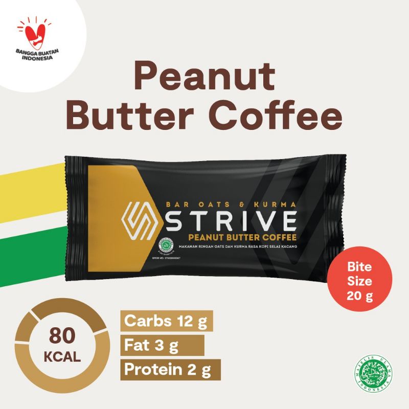 

STRIVE ENERGY BAR BITE SIZE PEANUT BUTTER COFFEE - 20 GR x 5-PCS