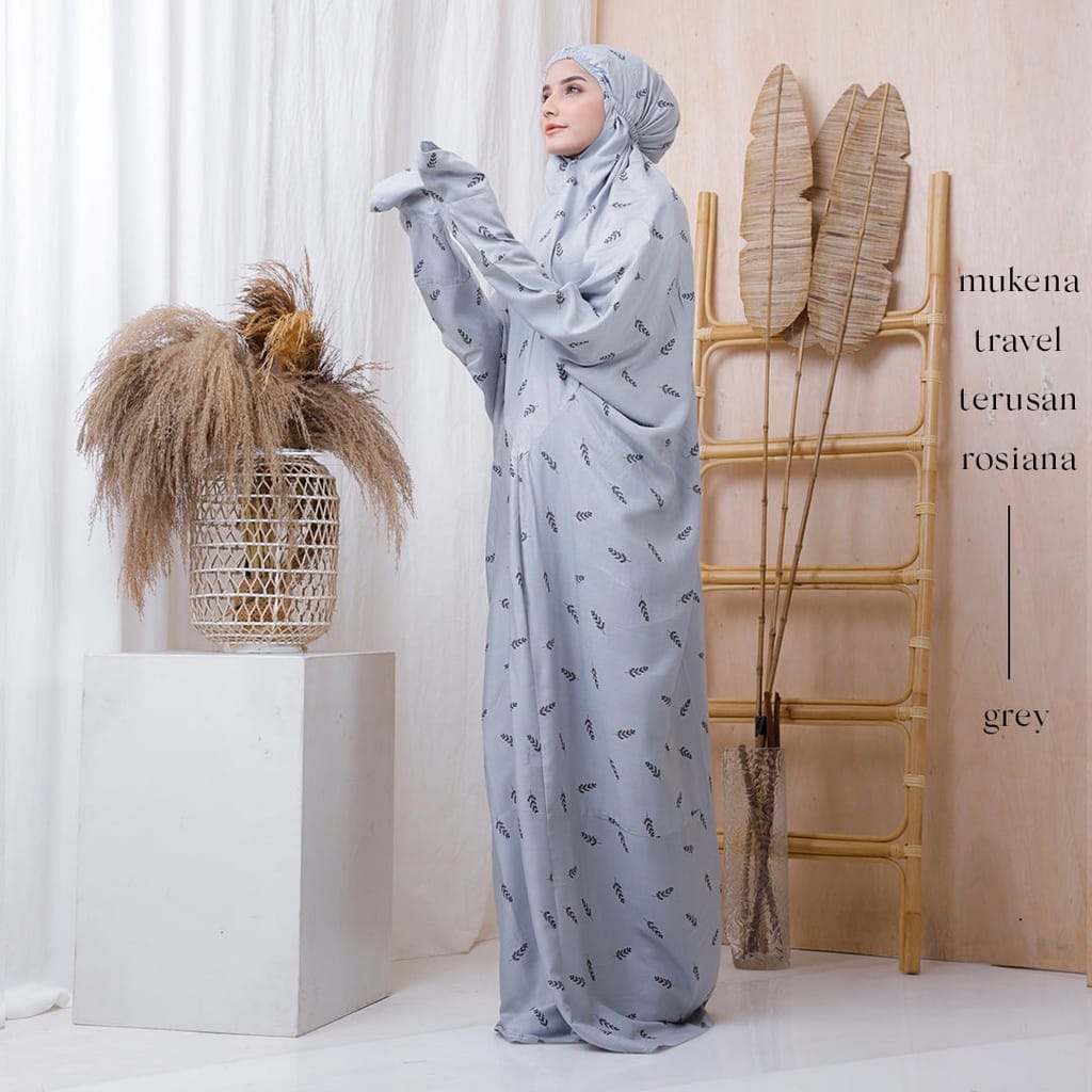 Mukena Travel Terusan Rayon Bali Dewasa motif Cemara mukena Pocong mukena terusan