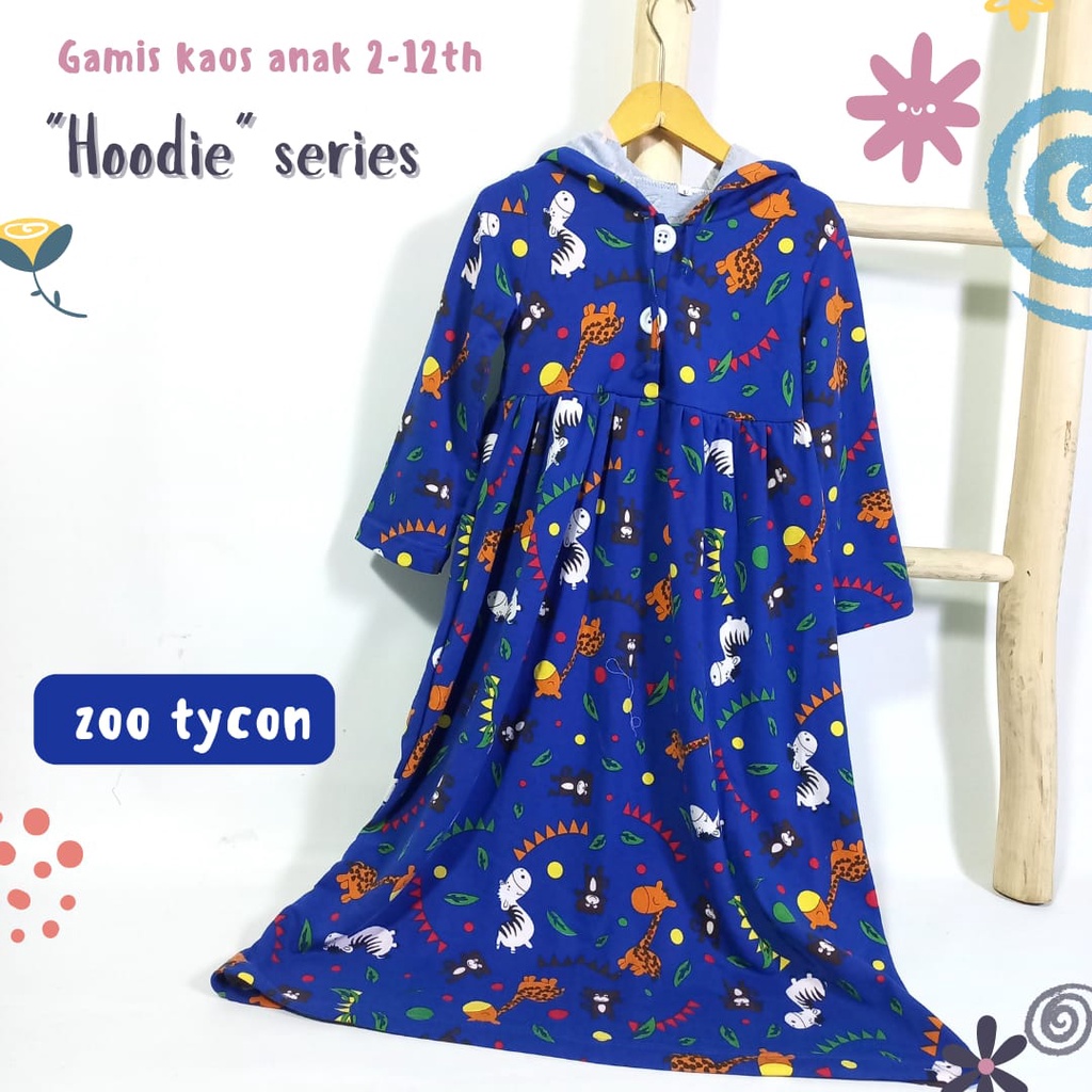 GAMIS KAOS ANAK 6-12 th (HOODIE series)/ GAMIS ANAK HARIAN (BAHAN KAOS SEDANG-TEBAL)