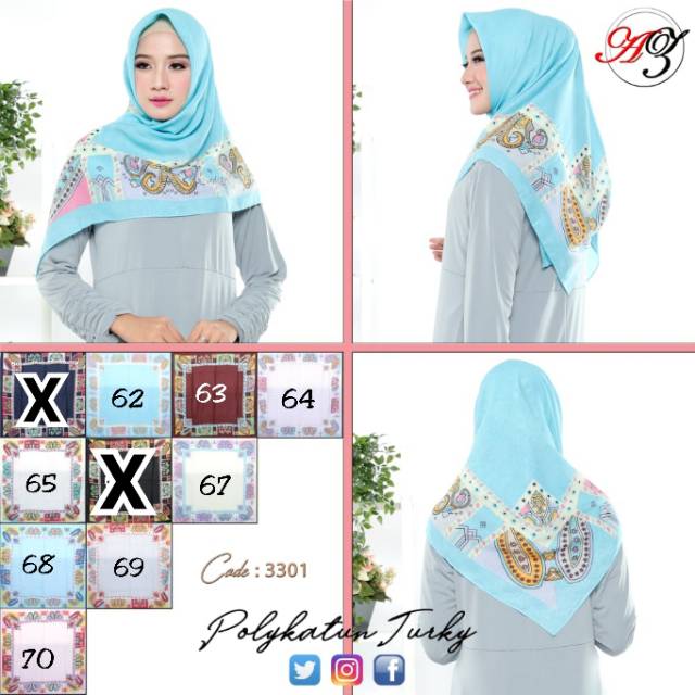 Segiempat Polykatun Turky Polikatun Turki Maptun Hijab Square Segi4 Jilbab Hijab Motif Cantik