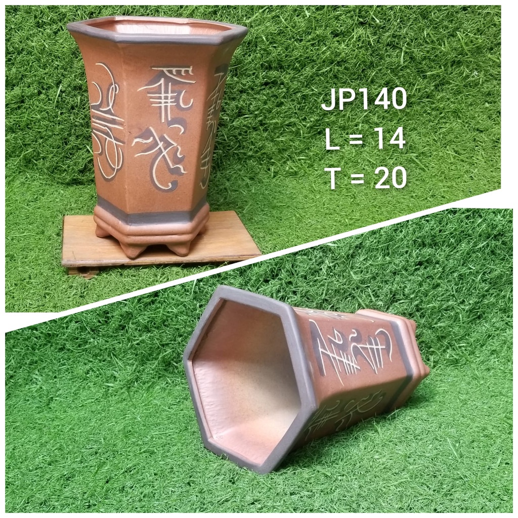 Pot keramik segi 6 cascade JP140