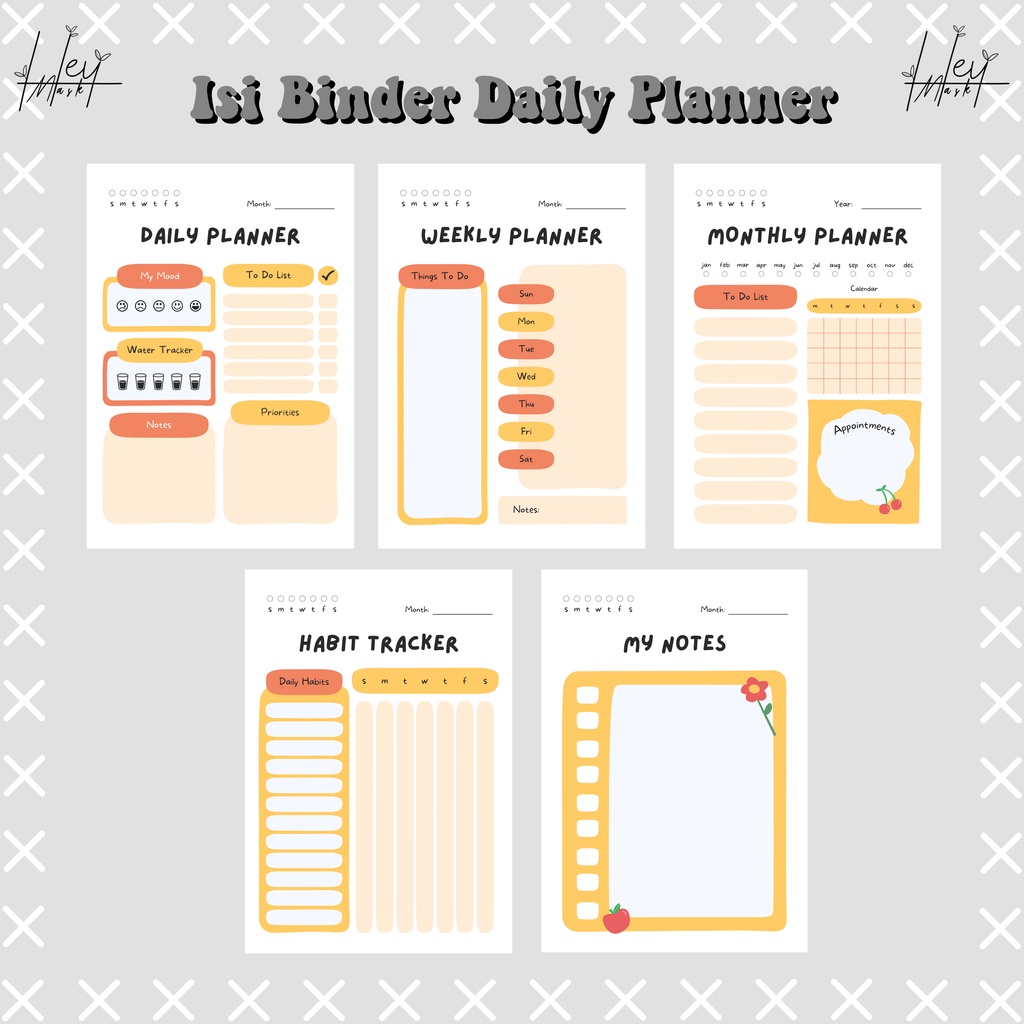 

[HM] ISI BINDER DAILY PLANNER A5/B5 Orange Yellow Blush