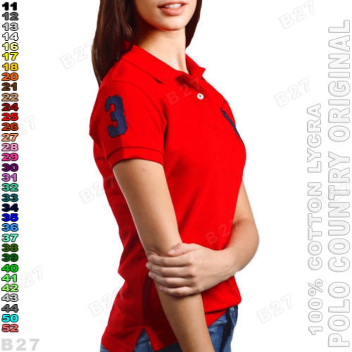 Polo Country C3-25 Original Kaos Kerah Polo Wanita Cotton Merah Cabe Best Quality