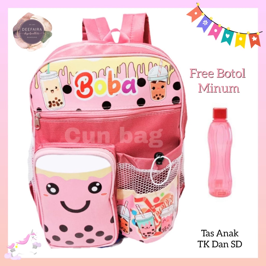 Tas Ransel Sekolah Anak Perempuan Motif B0b44 Free Botol Lucu Tas Anak Paud Tk Sd