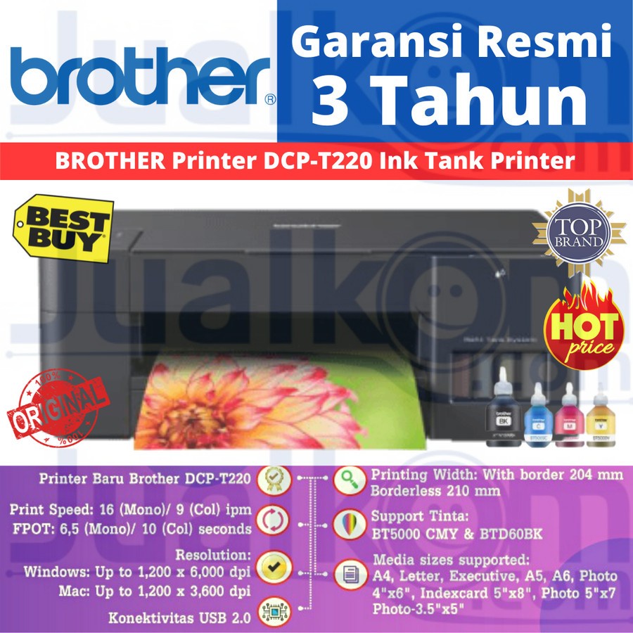 Printer Brother DCP-T220 T220 T 220 Ink Jet Print Scan Copy Refill Tank System