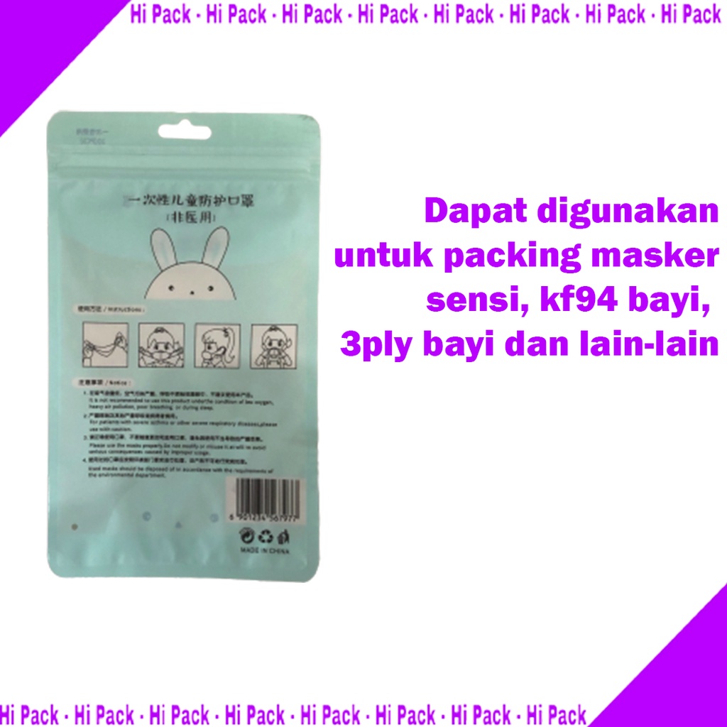 10PCS kantong plastik ziplock masker anak kantong repacking masker anak packing masker