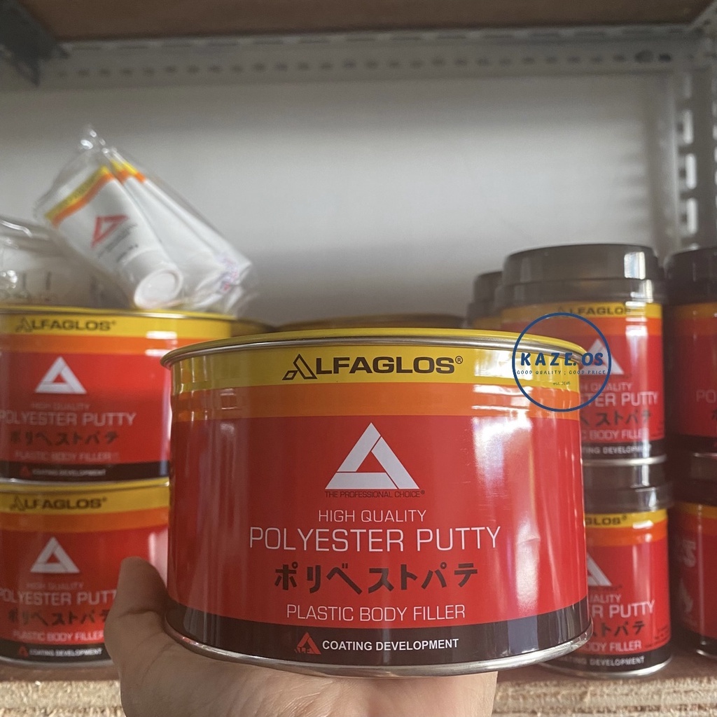 ASLI 100% DEMPUL ALFA 1 KG / 1000 GRAM + OBAT / HARDENER - DEMPUL ALFAGLOS MOBIL MOTOR BESI KAYU PLA