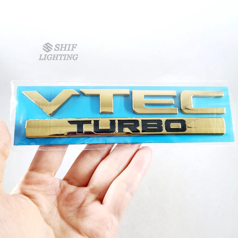 1Pc Stiker Emblem Logo TURBO VTEC Bahan ABS Warna Emas Untuk Mobil HONDA