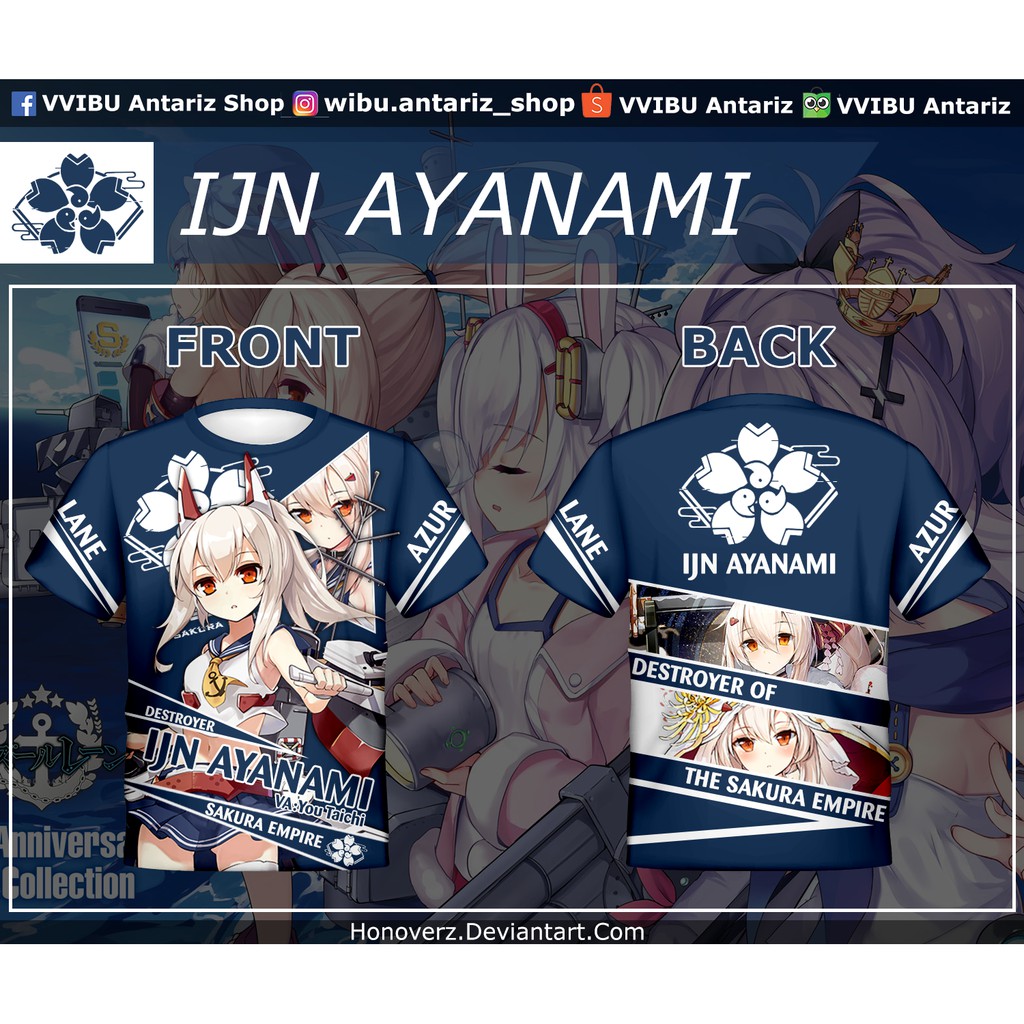 Kaos Fullprint Anime Azur Lane IJN Ayanami
