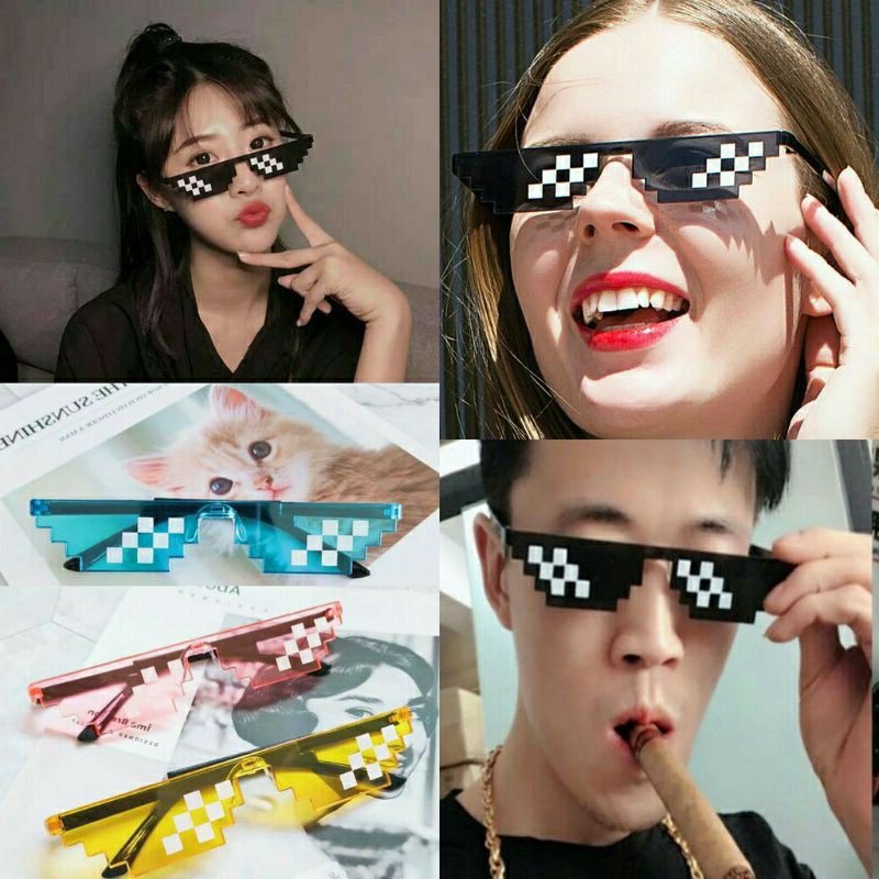 Kacamata Thug Life Mosaic Sunglasses Kacamata Hitam Tiktok Jaman Now Youtuber Selebgram Wanita/Pria Small Sunglasses 5 Design Kaca Mata Thug Life Cosplay Japanese Jepang Meme Anime Mosaic Streetwear Pixel 8 Bit Funny Party Fashion Aksesoris KCH26