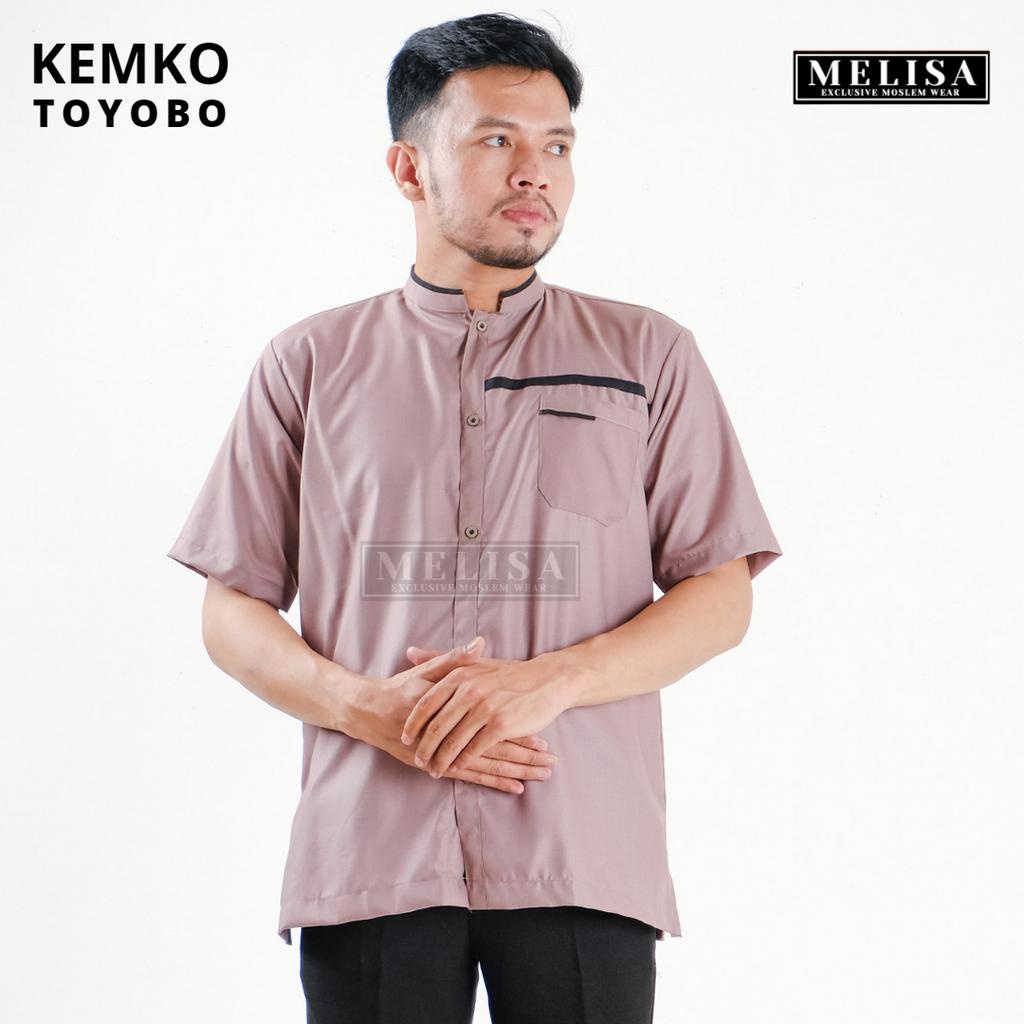 Baju Koko Pria Kemko Lengan Pendek Bahan Katun Toyobo Motip Simpel Dan Elegan Size M L XL Baju Muslim Polos Promo Baju Muslim Terbaru-Warna Dusty