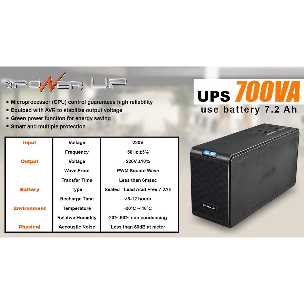 UPS POWER UP 700V USE BATTERY 7.2Ah