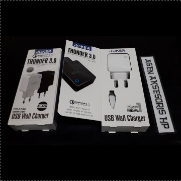 Charger ROKER THUNDER TYPE-C 3.0A Qualcomm Quick Charge with Data Cable Tipe C