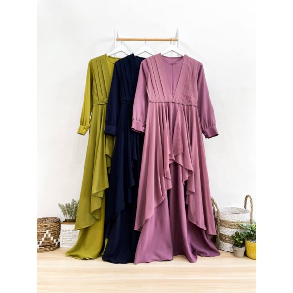 SORAYA DRESS GAMIS POLOS WANITA TERBARU KEKINIAN FASHION MUSLIMAH BUSUI BAHAN CELINE CREPE PREMIUM M