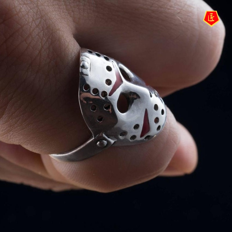 [Ready Stock]Retro S925 Silver Thriller Mask Ring