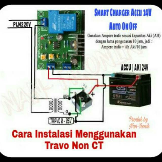 Kit otomatis Charger aki cas aki 24v