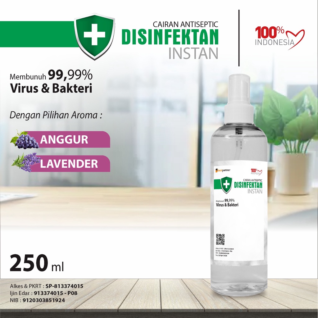 Desinfektan Instan  Aroma Buah Segar 250 ml / Cairan Desinfektan Aroma Segar Siap Pakai 250 Spray