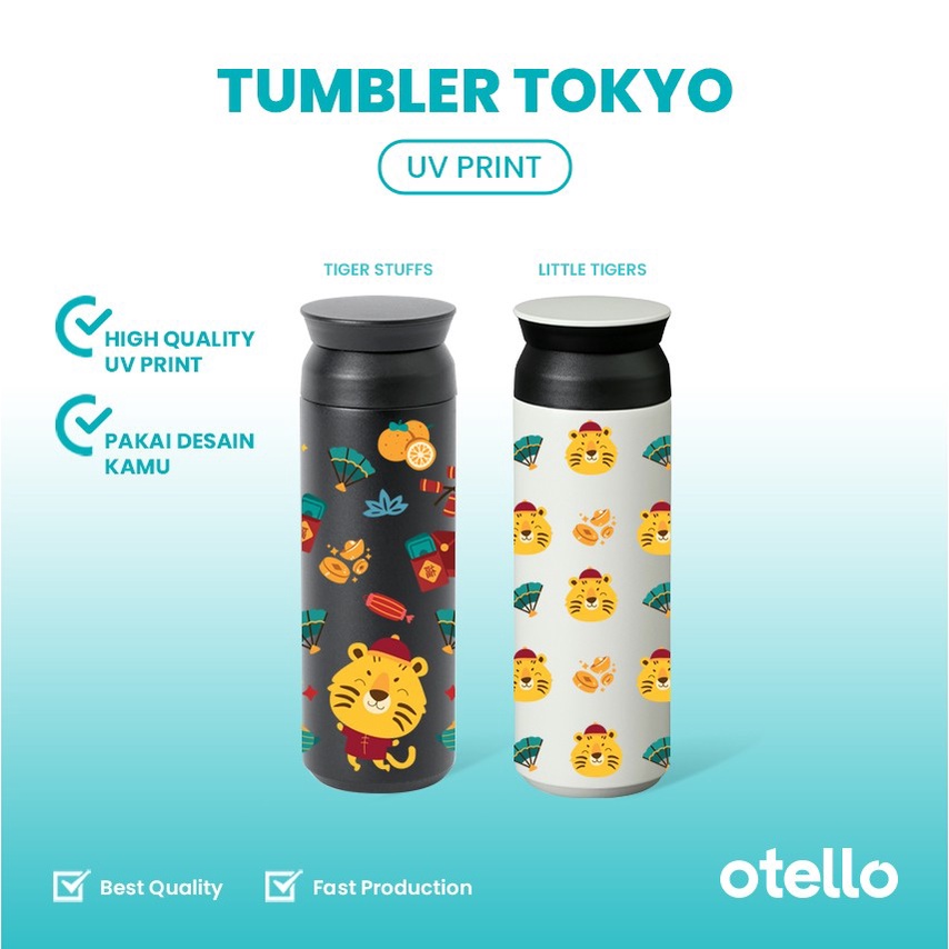 Custom Tumbler Imlek Cetak Botol Minum Tokyo Termos Sincia CNY Chinese - Hitam, Tiger Stuffs