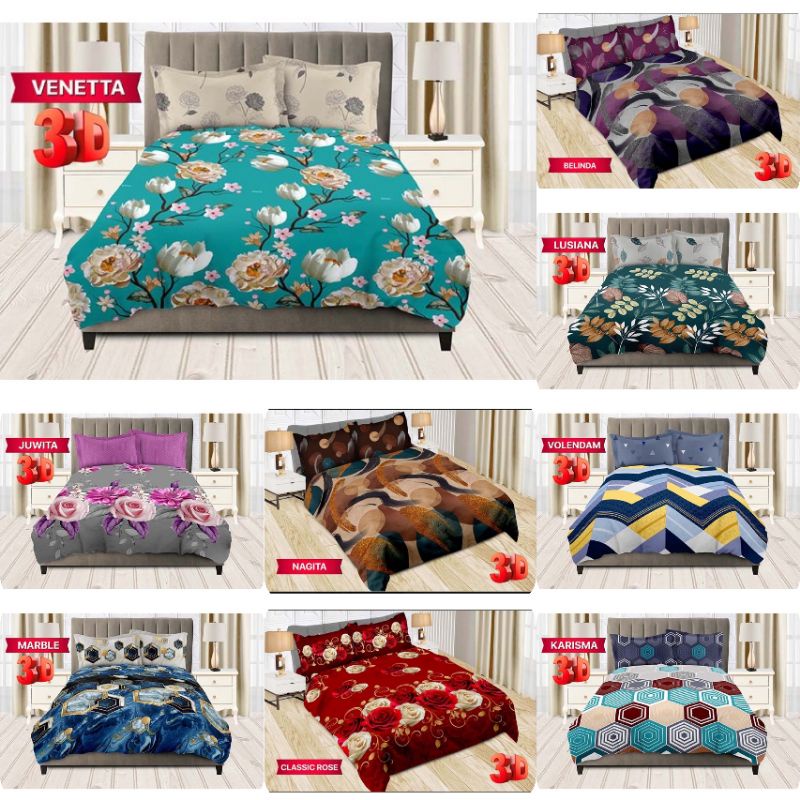 SPREI BONITA QUEEN 140X200 / 145X200 / 150X200 / 160X200 CLASIC ROSE NAGITA BELINDA MIRANDA LUSIANA 