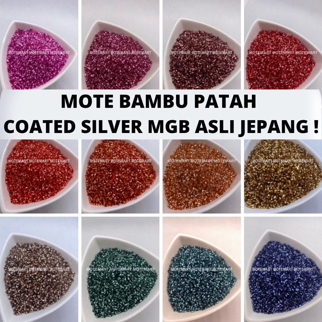 Mote Payet Manik Pasir dan Bambu Patah MGB Asli JEPANG MGB 15 gram COATED SILVER DARK BLUE NAVY DARK