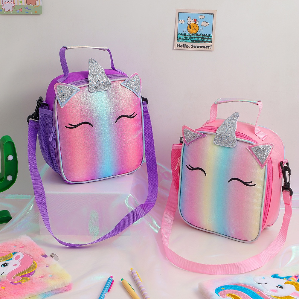 Tas bekal unicorn glitter TB07 lunch bag bento bag anak perempuan