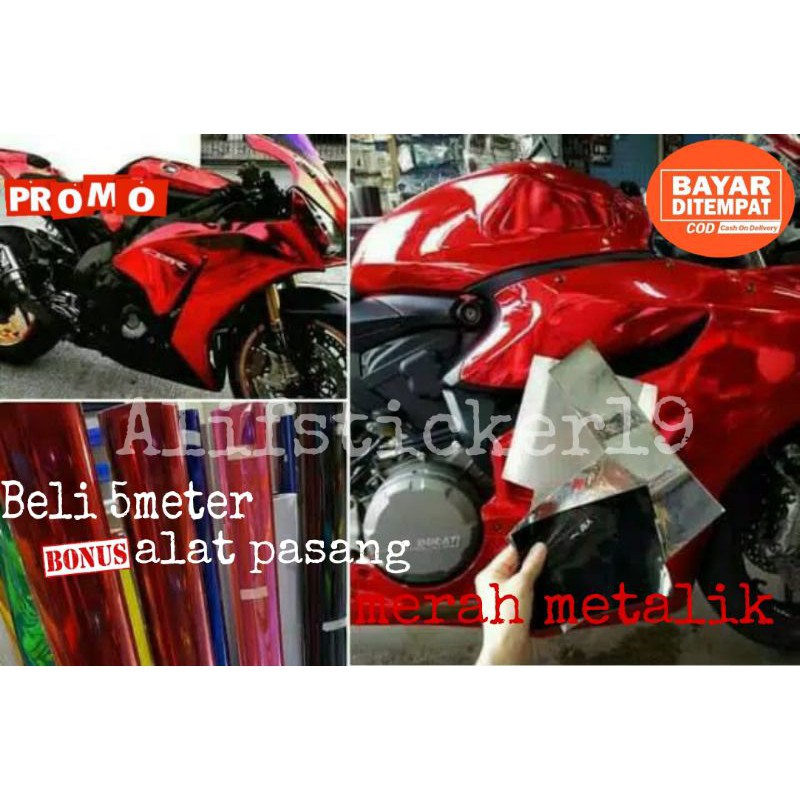 Sticker Skotlet Motor Metalik Skotlet Chrome Skotlet Merah Marun Skotlet Candy