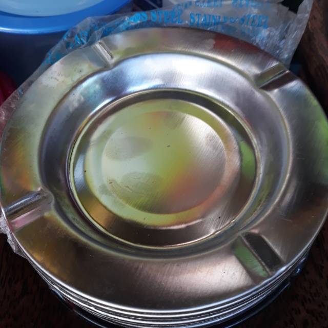 Asbak stainless bulat 4 sisi 1 kg muat 25 pcs