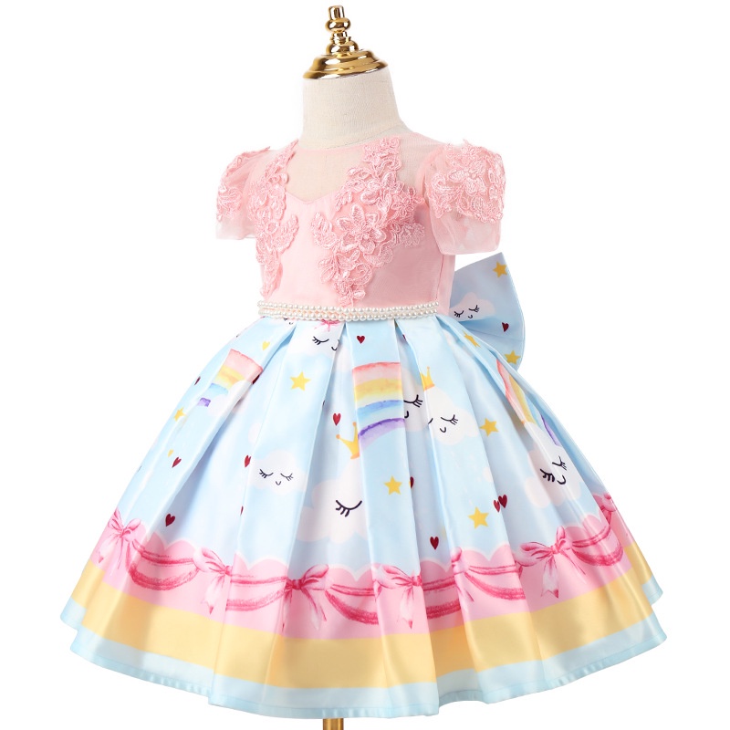 VOUCHER SHOPEE Christmas party dress pesta full brodir anak perempuan/ Bow Dress princess anak