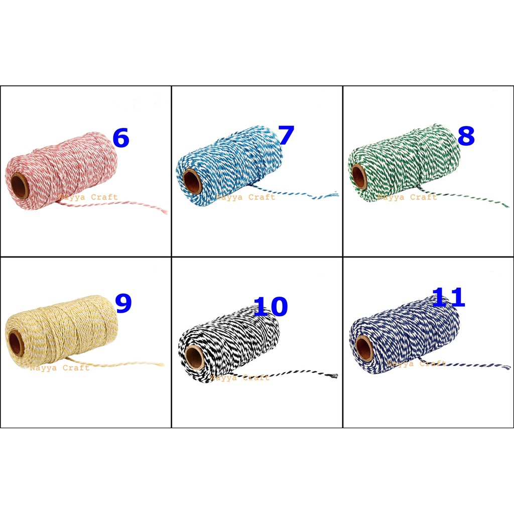 Tali hangtag 100 yard bakers twine benang katun tali katun warna tali hampers pita kado tali rami