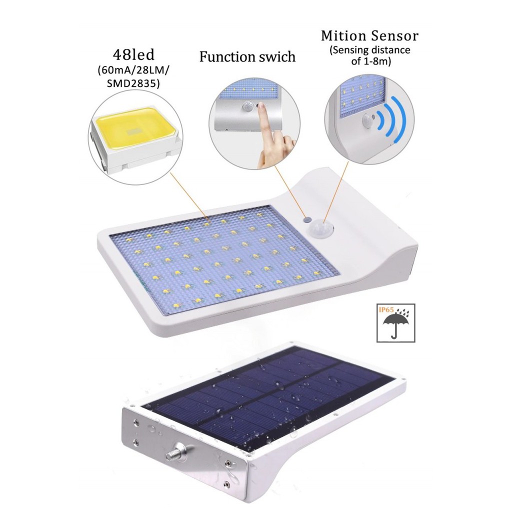 HBT-1611 - 500 Lumens Motion Sensor 42 LED Solar Lamp Light