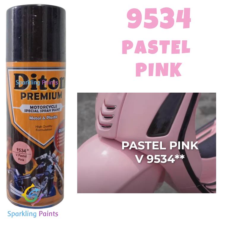 Pilok Diton Premium V.Pastel Pink 9534 400ml Warna Pink Ping Merah Muda Pastel Motor Vespa Cat Semprot Pilox Pylox Warna Kalem Soft