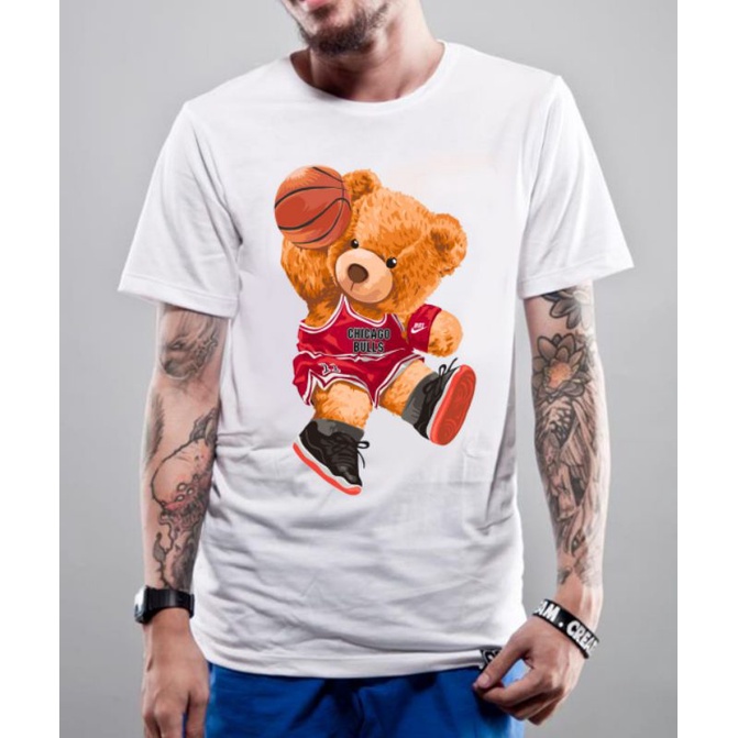 Kaos Teddy Bear Pria Chicago Bulls Putih