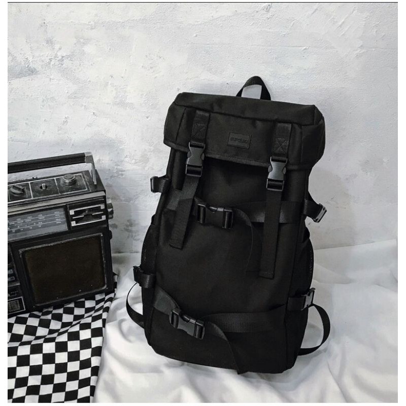 Tas Ransel Wanita Pria Canvas Impor Terbaru Men Women Canvas Backpack (Leather-Backpack)