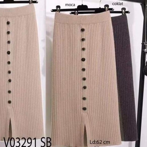 Rok Kancing Rajut Wanita/Rok plisket kancing/rok korea style